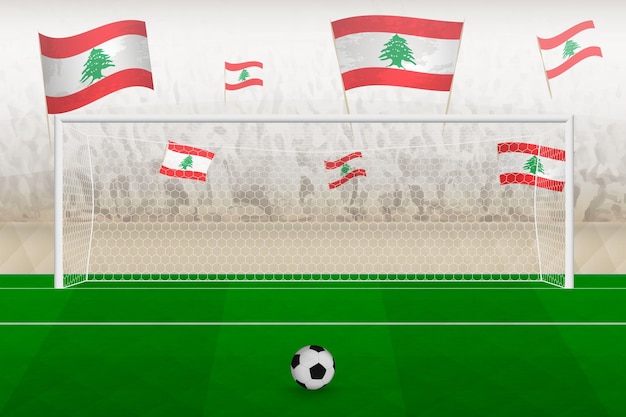 Fans De L'équipe De Football Du Liban Avec Des Drapeaux Du Liban Acclamant Le Stade