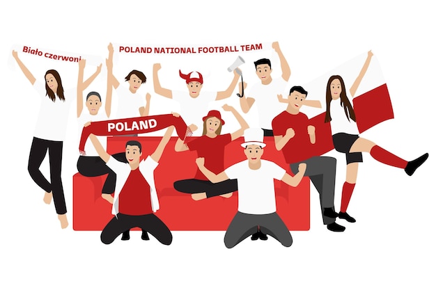 Fans De Football Joyeux De Pologne