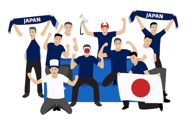 Vecteur fans de football passionnés du japon