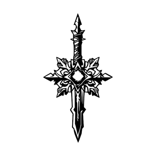 Vecteur fantaisie épée icône tatouage illustration vectorielle
