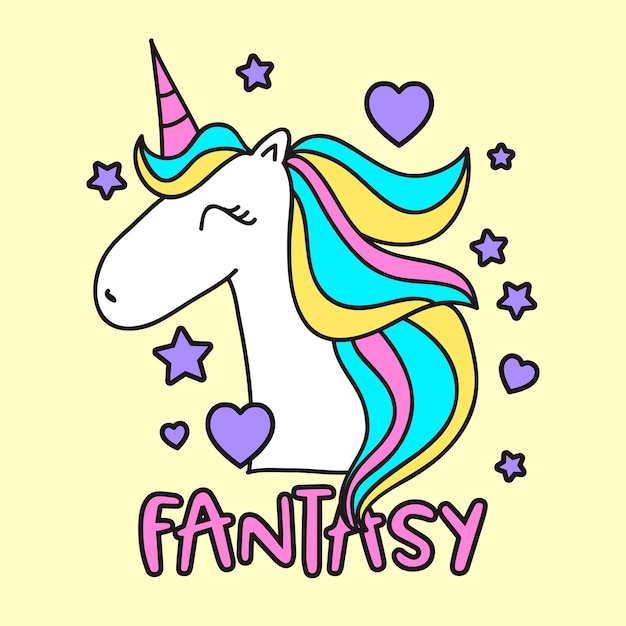 La fantaisie de l'unicorne avec les éléments