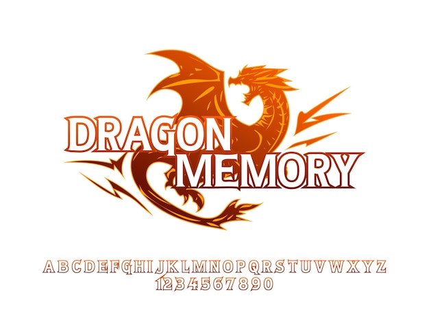 Fantasy dragon memory logo effet de texte en japonais RPG style de jeu ou jrpg