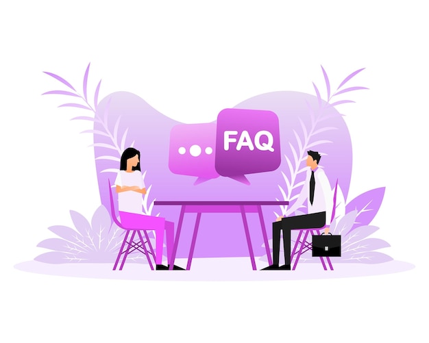 Faq People In Flat Style Faq Support Aide Concept Illustration Vectorielle Moderne