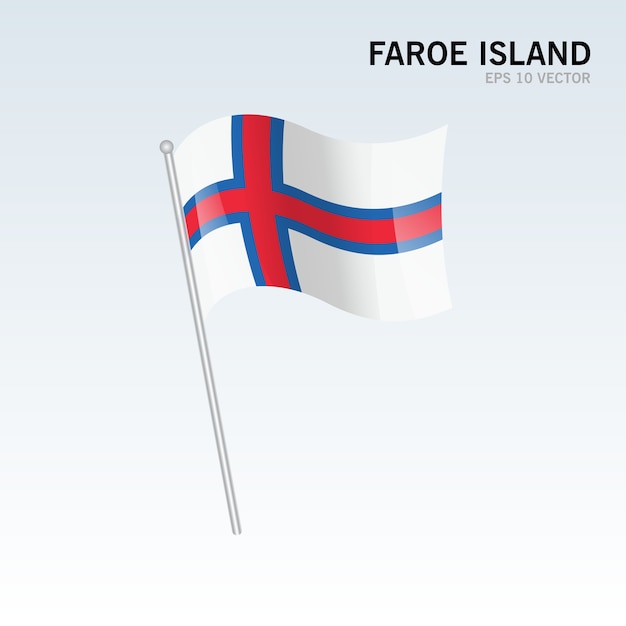 Faroe Island, Agitant Le Drapeau Isolé Sur Fond Gris