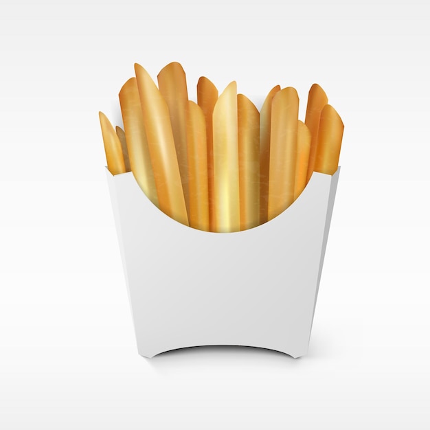 Vecteur fast food white paper french fries take away box package