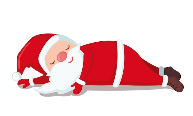 Fatigué de dormir sur le sol du Père Noël isolé sur fond blanc