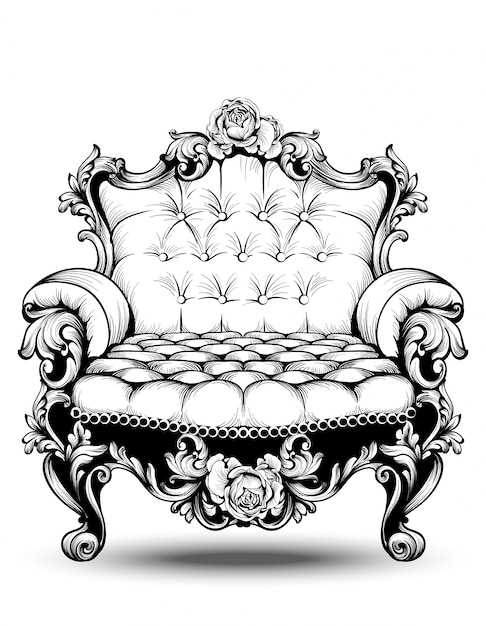 Vecteur fauteuil baroque de luxe avec structure rose élégante