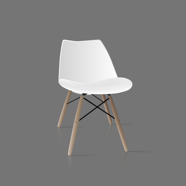 Vecteur fauteuil blanc dans le style loft. chaise réaliste isolé sur fond blanc.