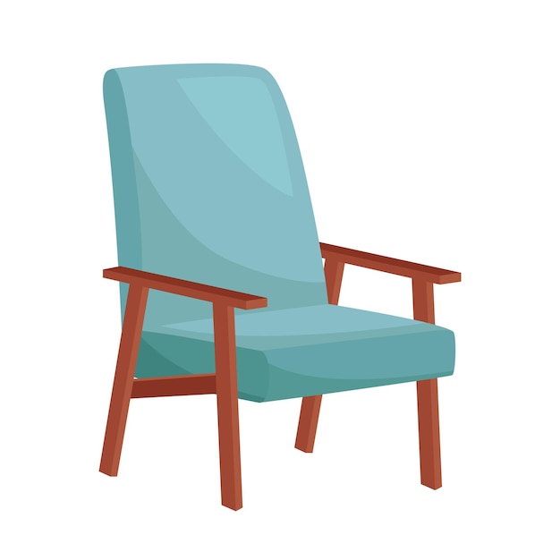 Fauteuil Bleu Confortable Sur Fond Blanc, Illustration Vectorielle