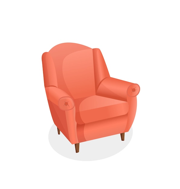 Vecteur fauteuil rouge confortable sur un fond blanc isolé