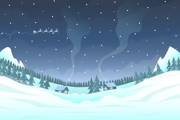 Fée Nuit D'hiver Dans L'illustration Du Village