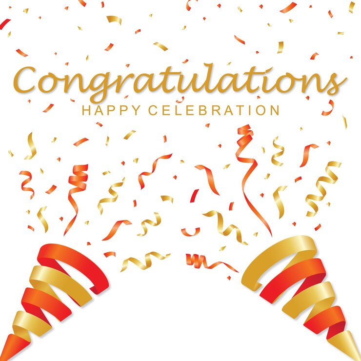 Vecteur félicitations joyeuse célébration avec chapeau abstrait et confetti