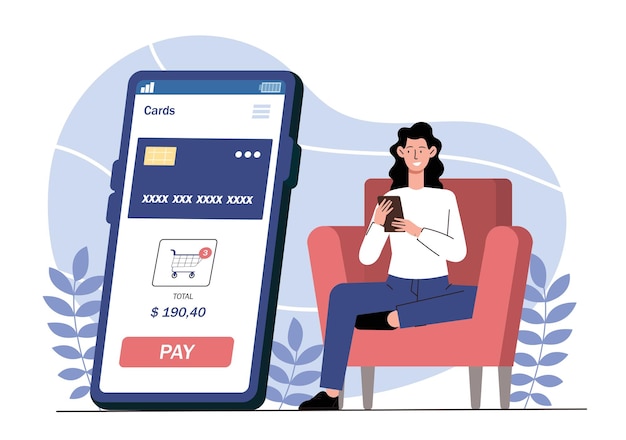 Femme avec des achats en ligne jeune fille avec un smartphone avec une carte bancaire transferts sans espèces et