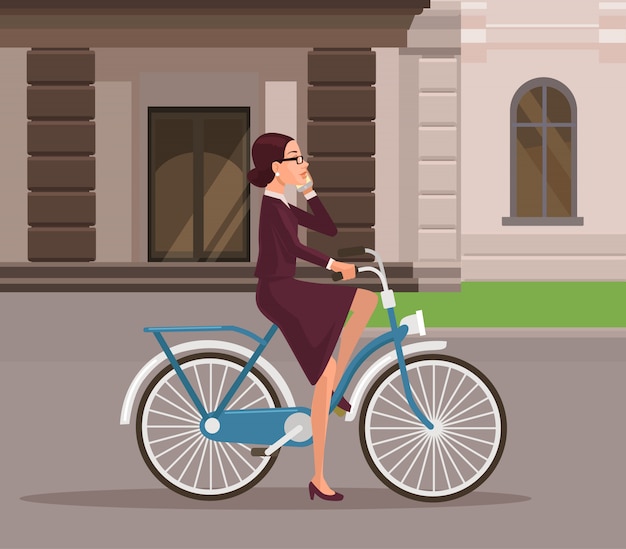 Femme affaires, bicyclette