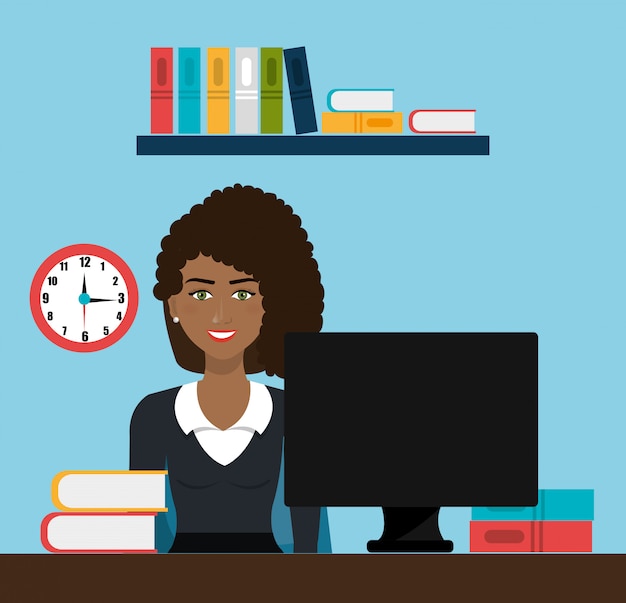 femme d&#39;affaires dans la conception d&#39;icône isolé de l&#39;espace de travail