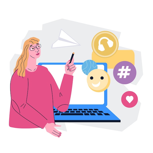 Femme D'affaires Ou Gestionnaire De Contenu Smm Freelance Ou Employé Externalisé Au Travail