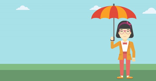 Femme d'affaires avec illustration vectorielle parapluie.