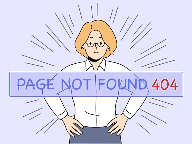 Une Femme D'affaires Malheureuse Voit Une Notification De Page D'erreur 404