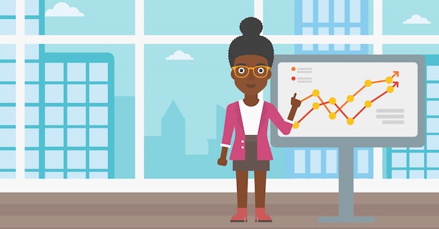 Femme d&#39;affaires, présentation de l&#39;entreprise.