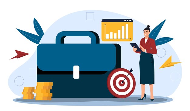 Femme d'affaires avec un vecteur de portefeuille