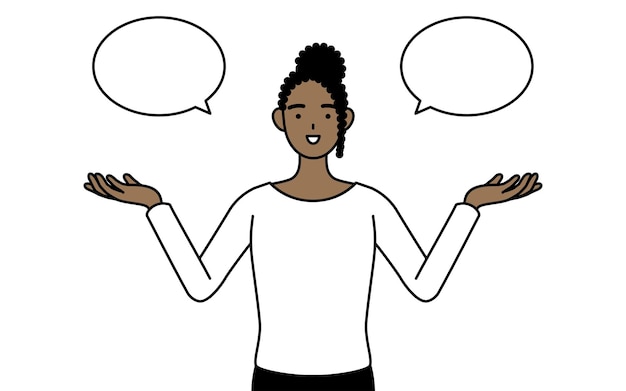 Femme afro-américaine avec effacement et comparaison
