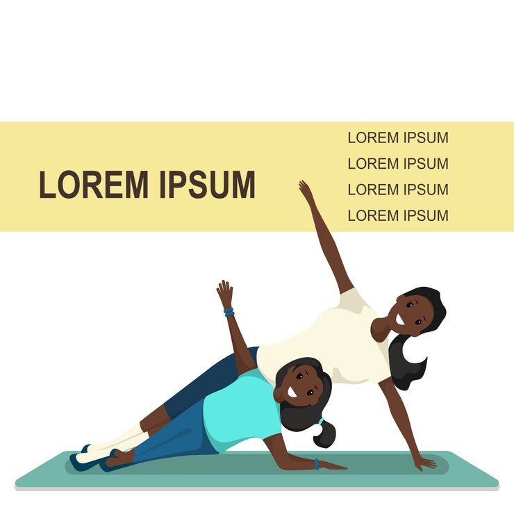 Vecteur femme afro-américaine et enfant faisant du sport