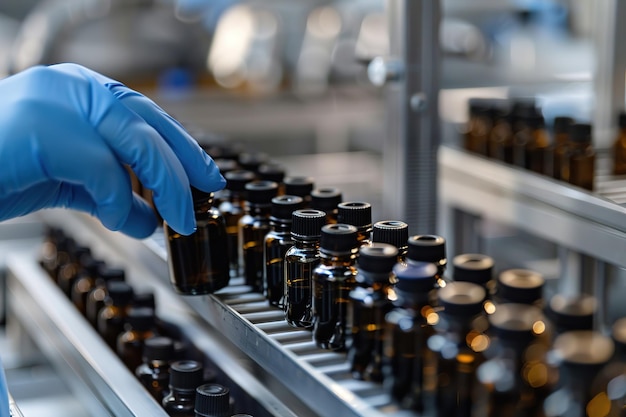 Une femme afro-américaine portant un uniforme de scientifique mesure le liquide au laboratoire.