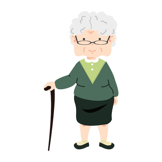 Femme âgée avec une canne