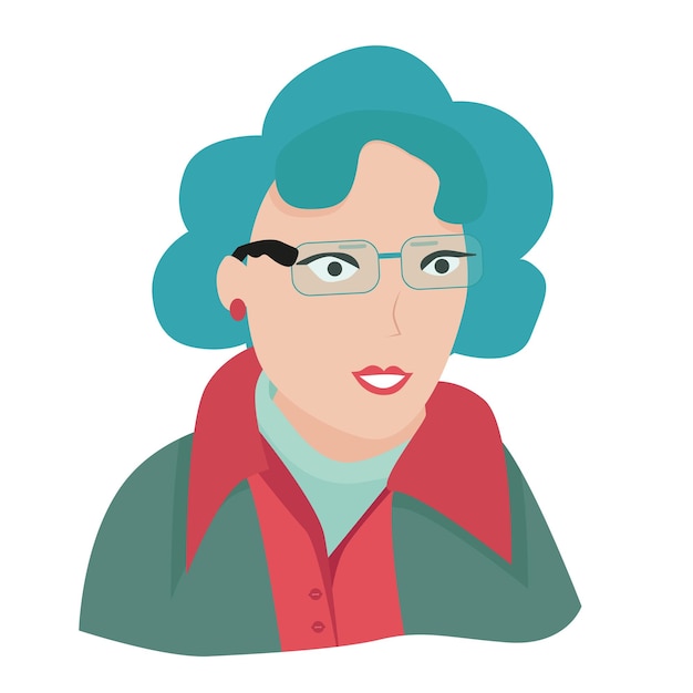Vecteur femme âgée avec des lunettes sourit portrait d'une femme