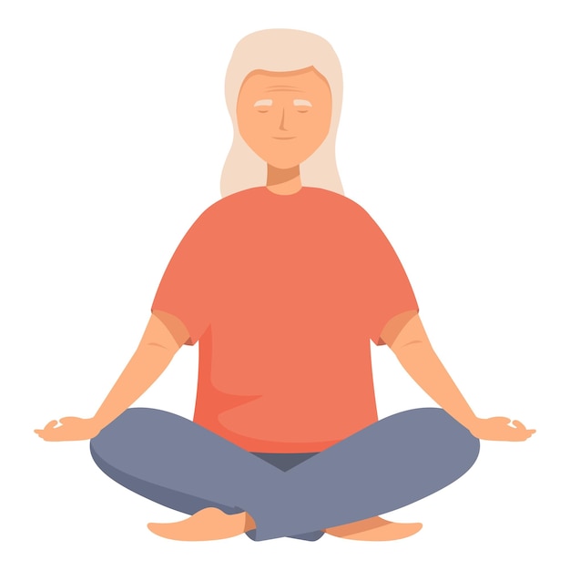 Une femme âgée méditant dans la pose du lotus pratiquant le yoga