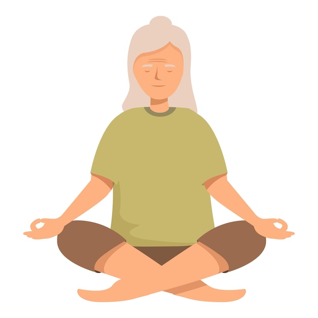 Une femme âgée pratiquant la méditation du yoga dans la pose du lotus