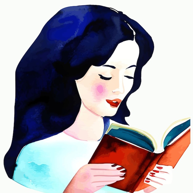 femme à l'aquarelle lisant un livre