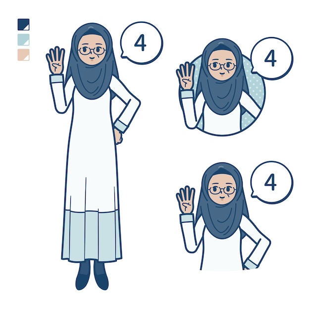 Une Femme Arabe âgée Comptant Pour 4 Images