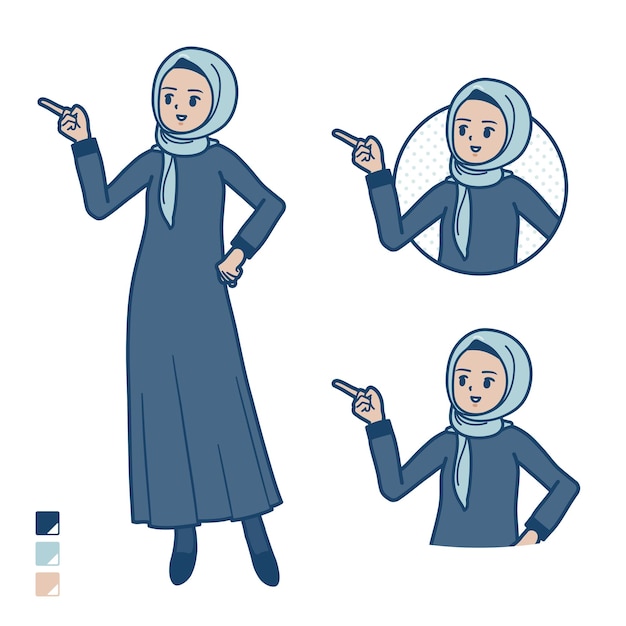 Une Femme Arabe En Hijab Avec Des Images Explanation Pointing