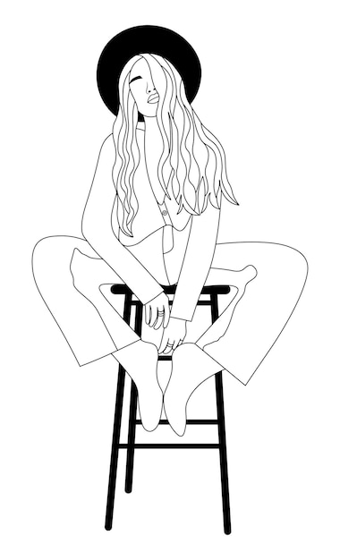 Femme Assise Sur Une Chaise Illustration