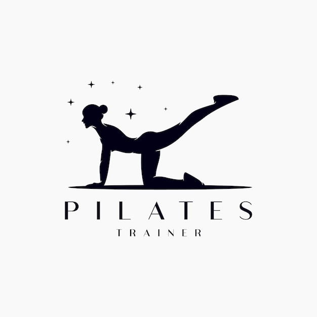 Femme Assise Pilates Icon Silhouette Création De Logo