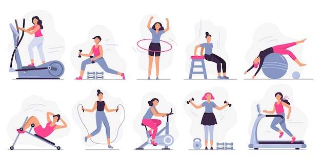 Femme au gymnase de sport.