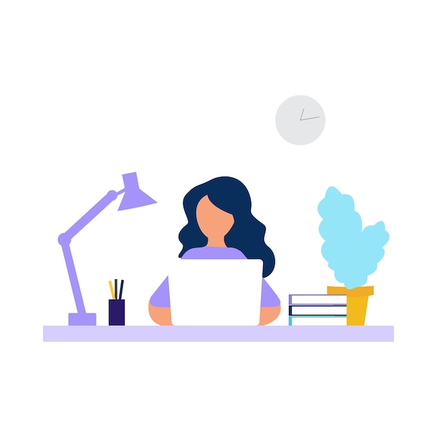Femme au travail dans son ordinateur