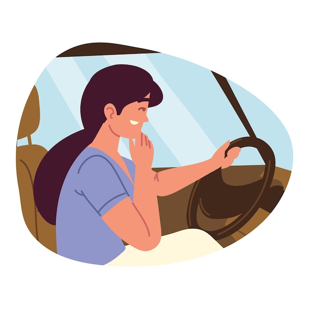 Une femme au volant d'une voiture