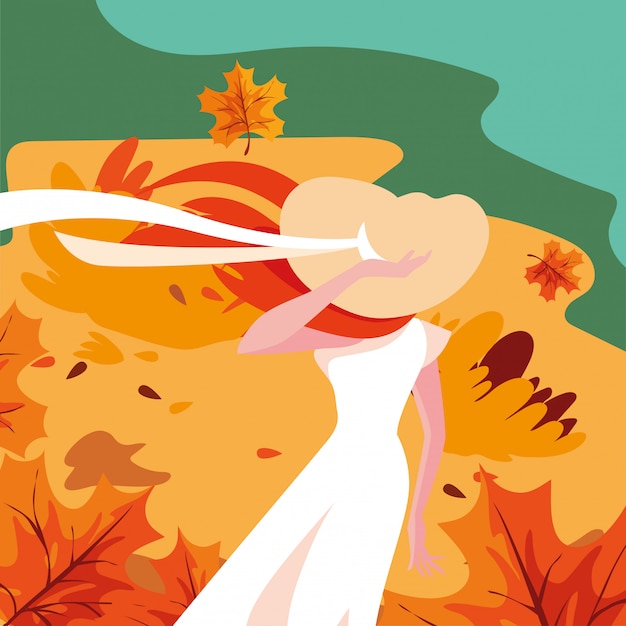 Vecteur femme en automne vector design