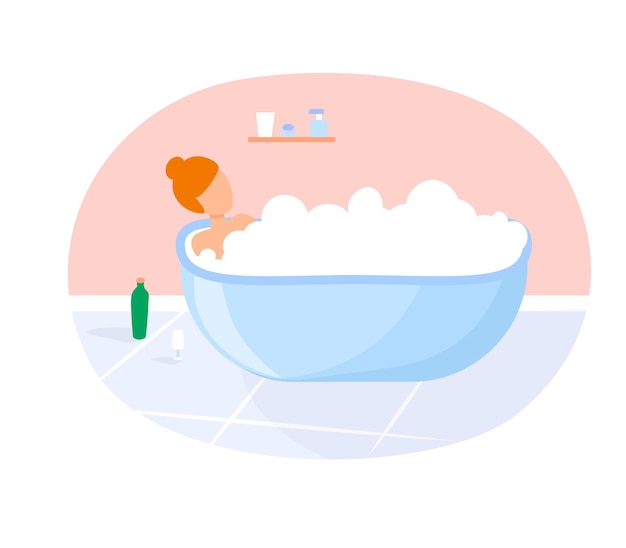 Femme Ayant Une Illustration Colorée De Bain