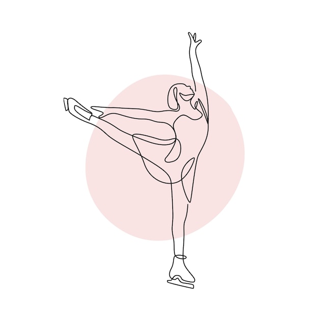 Femme De Ballet Dans Un Style D'art En Ligne Continue