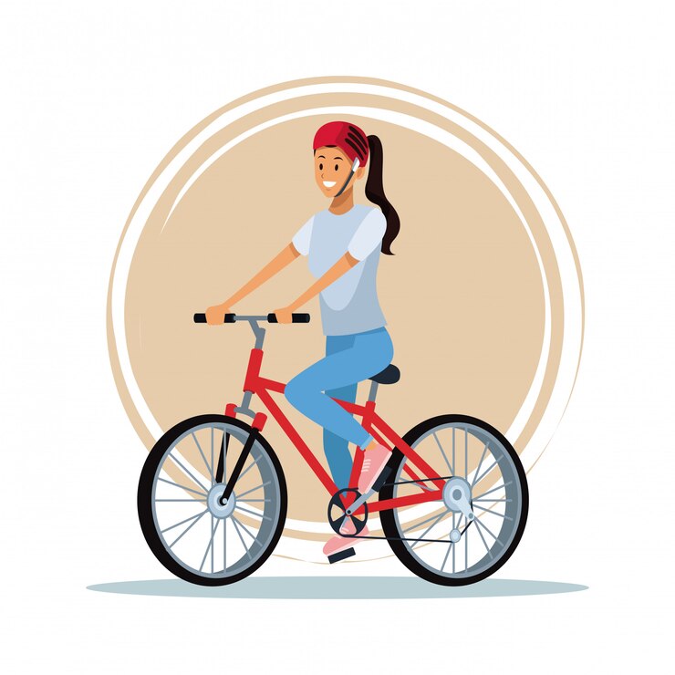 Vecteur femme sur une bande dessinée de vélo