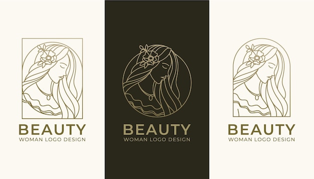 Femme Beauté Moderne Or Ligne Art Logo