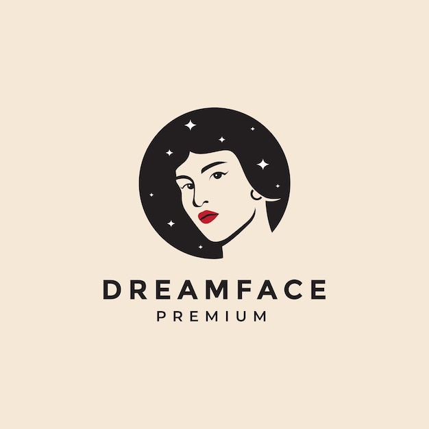 Femme Beauté Visage Rêve Logo Design Illustration Graphique Vectorielle