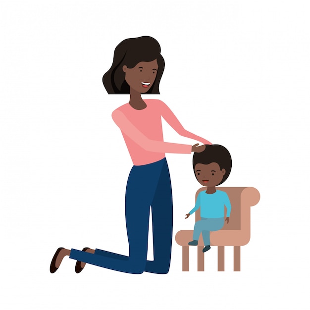 Femme Avec Bébé Assis Sur Une Chaise Personnage Avatar