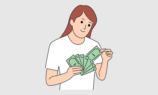 Femme Avec Des Billets D'argent