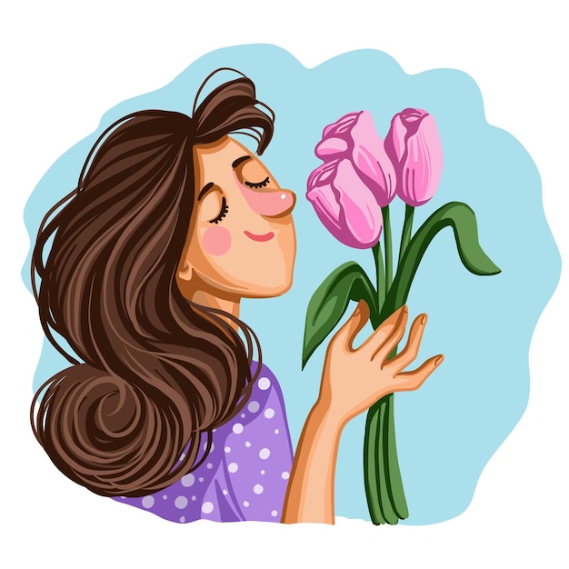 Une femme avec un bouquet de fleurs