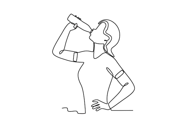 Une femme buvant un dessin en ligne pour la Journée mondiale de l'eau