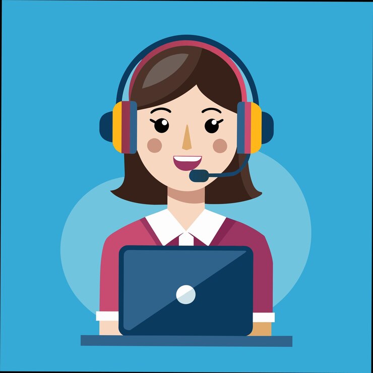 Vecteur une femme avec un casque qui dit qu'elle travaille